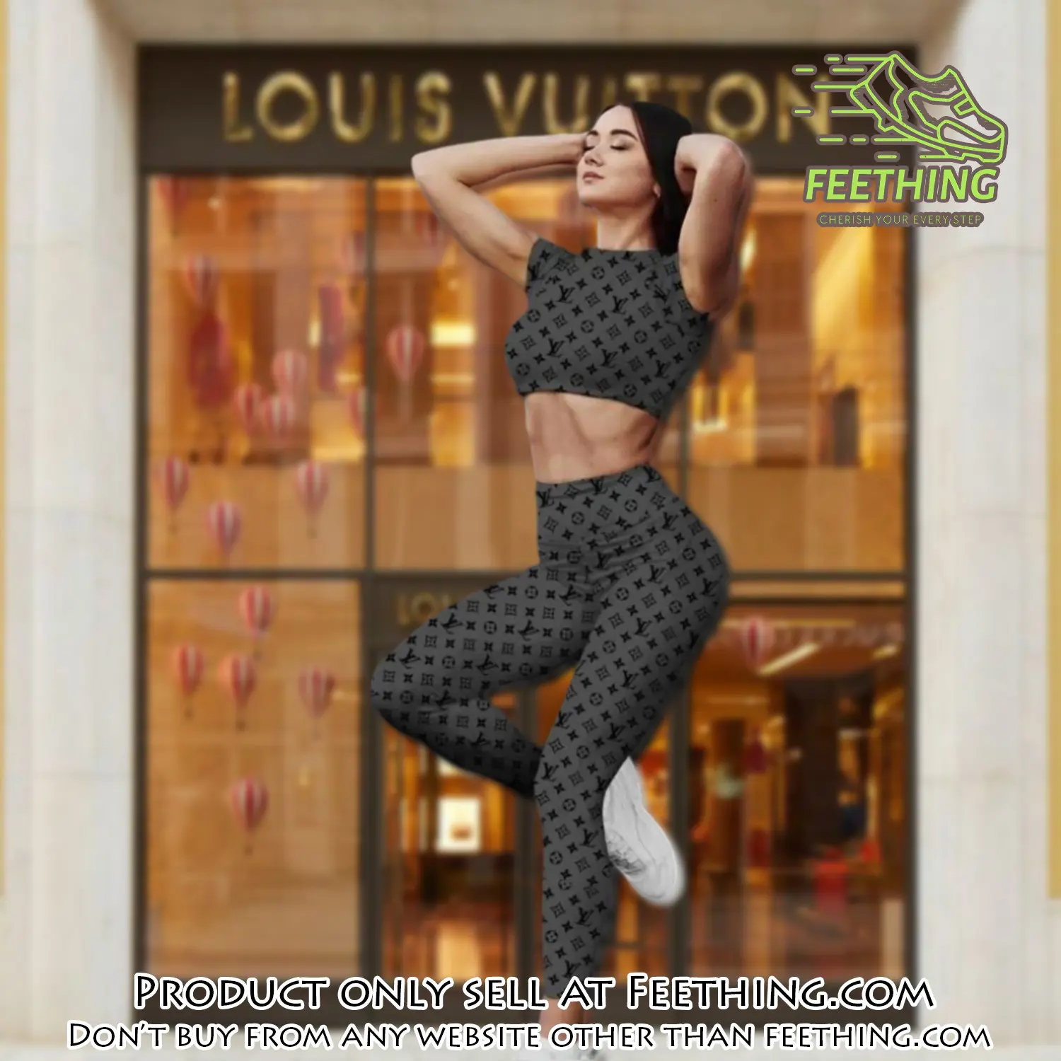 Louis vuitton sportwear combo luxury crop top tshirt and legging for women ctl1002 ft5317227